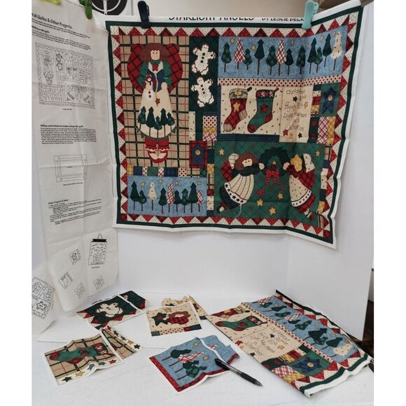 Quilt Kit "Christmas Angels Flying High" by Leslie Beck 2 Panels & 8 corner pcs - Picture 2 of 4